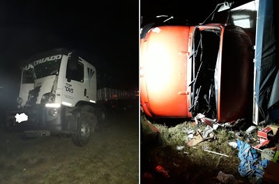 LEONES: ACCIDENTE EN LA AUTOPISTA ENTRE DOS CAMIONES